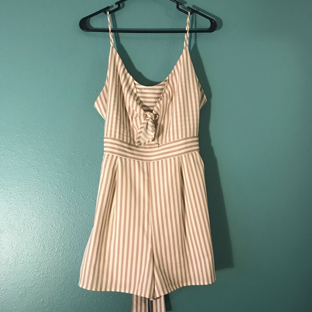 One Clothing White & Cream Striped Romper